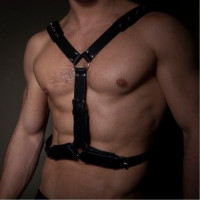 Мужская портупея ручной работы WHIPS, кожа, черная