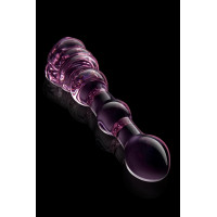 Стеклянный фаллоимитатор Dream Toys Glaze Glass в форме бутона розы с бусинами, розовый