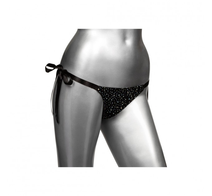 Трусики со стразами на завязках CalExotics Radiance Side-Tie Panties, черные, One size
