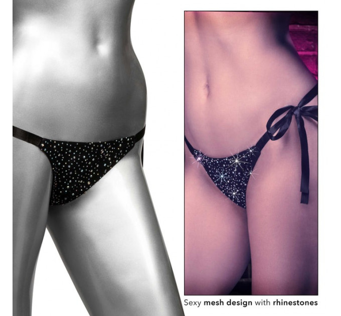 Трусики со стразами на завязках CalExotics Radiance Side-Tie Panties, черные, One size