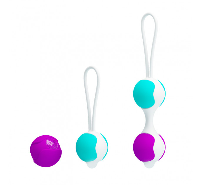 Вагінальні кульки Pretty Love Kegel Ball набір 3 види, фіолетово-бірюзовий