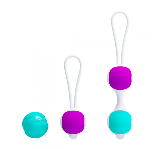 Вагінальні кульки Pretty Love Kegel Ball набір 3 види, фіолетово-бірюзовий