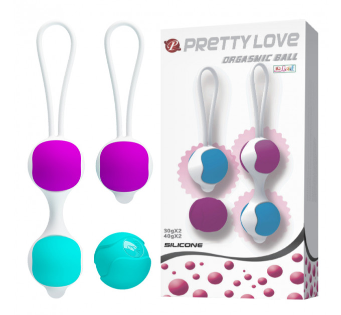Вагінальні кульки Pretty Love Kegel Ball набір 3 види, фіолетово-бірюзовий