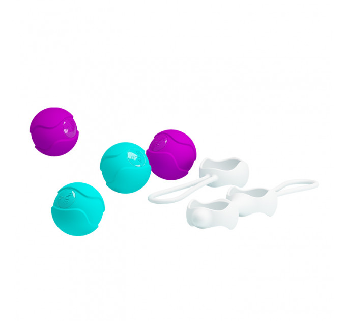 Вагінальні кульки Pretty Love Kegel Ball набір 3 види, фіолетово-бірюзовий