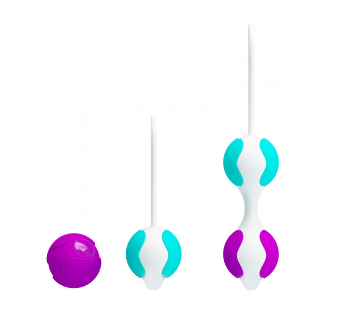 Вагінальні кульки Pretty Love Kegel Ball набір 3 види, фіолетово-бірюзовий