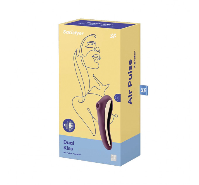 Вакуумный клиторальный стимулятор с вибрацией Satisfyer Dual Kiss wine red