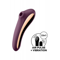 Вакуумный клиторальный стимулятор с вибрацией Satisfyer Dual Kiss, марсаловый
