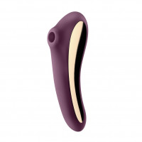 Вакуумный клиторальный стимулятор с вибрацией Satisfyer Dual Kiss, марсаловый