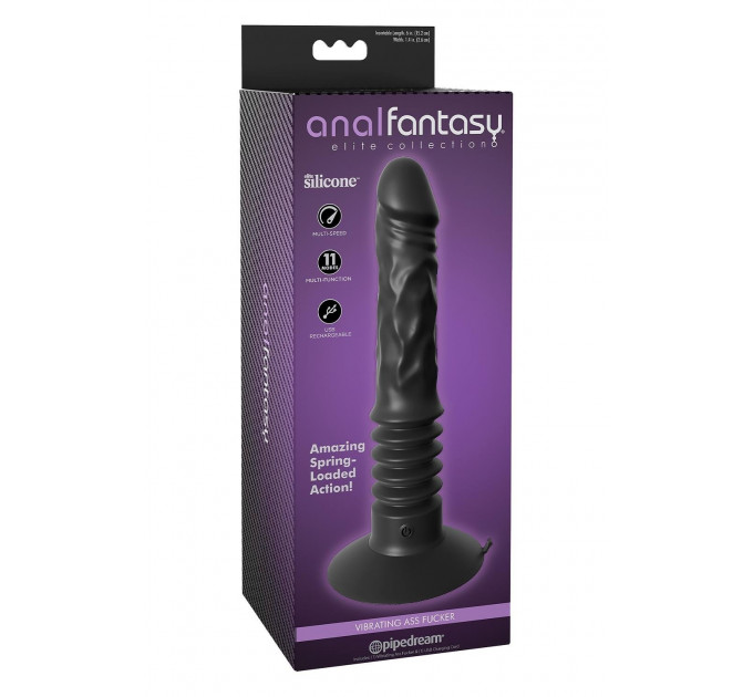Вібратор анальний реалістичний із фрикціями Pipedream Anal Fantasy на присосці, чорний