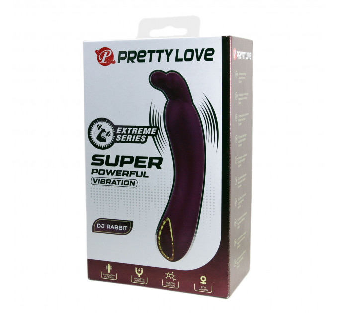 Вибратор для точки G PRETTY LOVE DJ RABBIT с ушками, фиолетовый, 13.9 х 2.7 см
