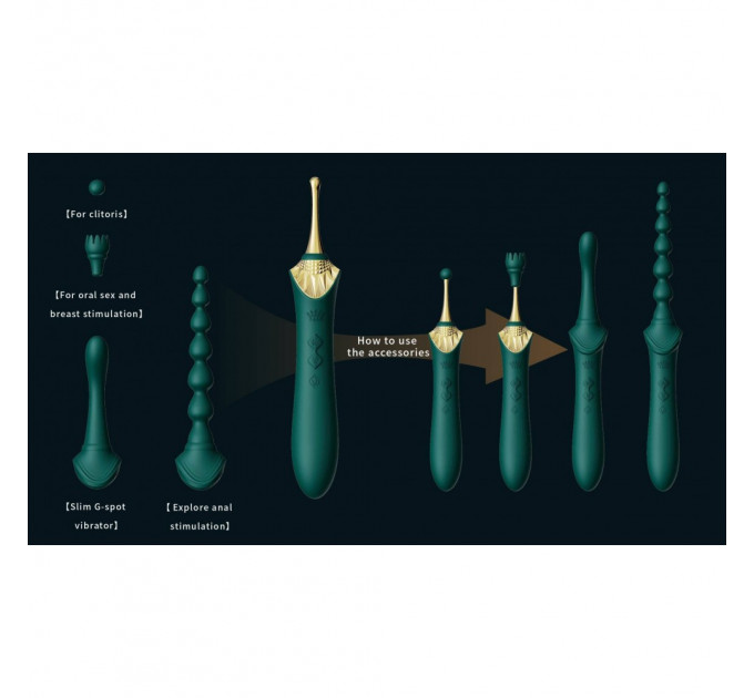 Вибратор двухсторонний универсальный ZALO BESS2 Turquoise Green