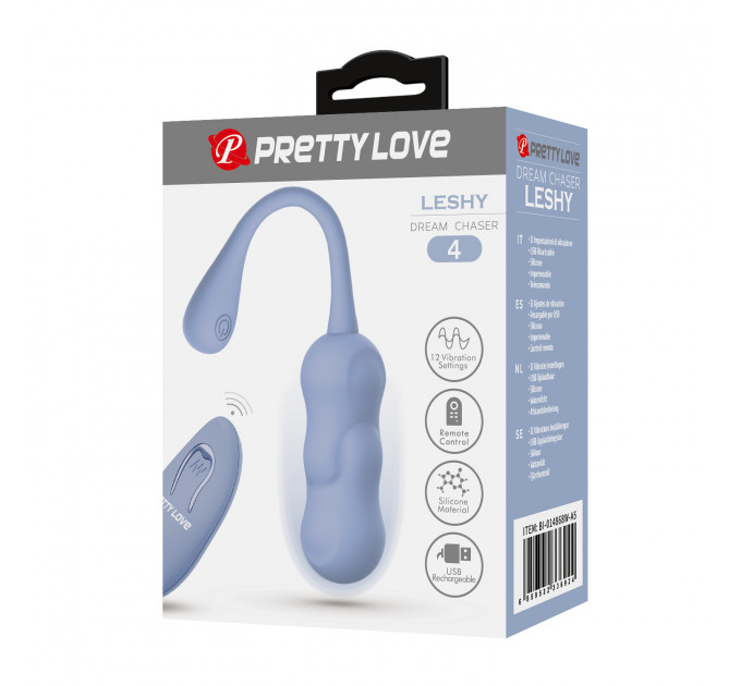 Віброяйце вагінальне Pretty Love Leshy з пультом, блакитне, 18.6 х 2.8 см