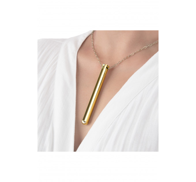 Вибропуля на цепочке Le Wand NECKLACE VIBE, металлическая, золотая