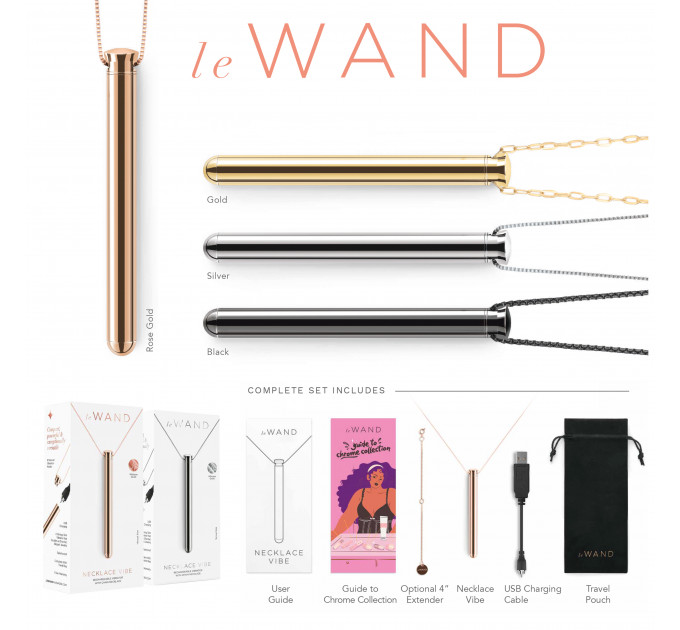 Вибропуля на цепочке Le Wand NECKLACE VIBE, металлическая, золотая