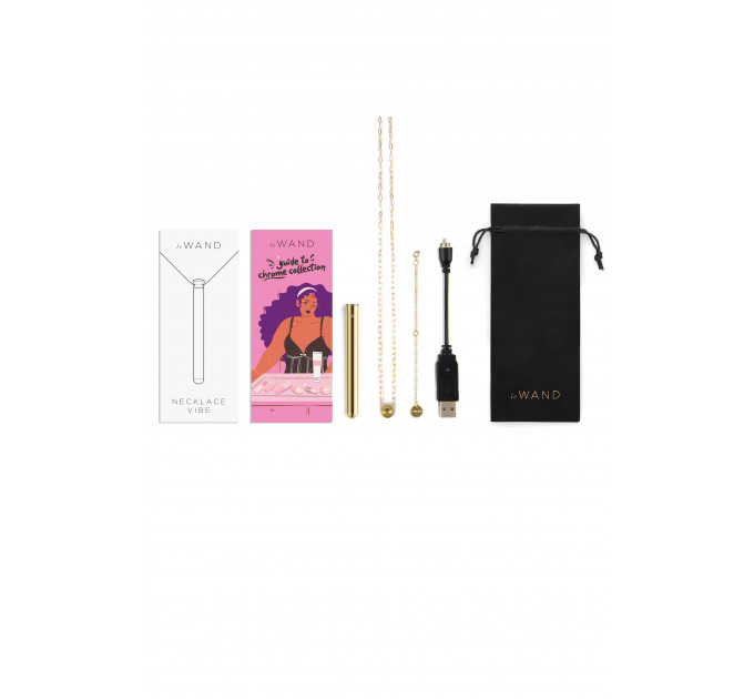Вибропуля на цепочке Le Wand NECKLACE VIBE, металлическая, золотая