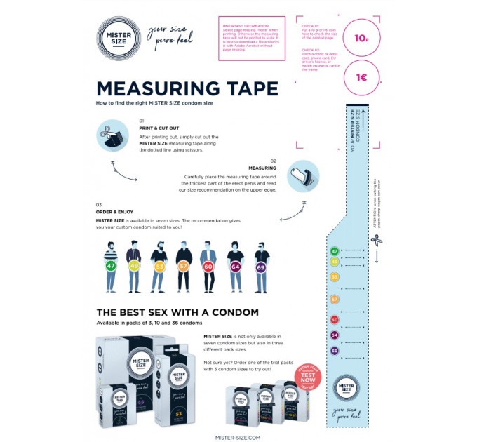 Измерительная лента для пениса Mister Size Guide Dispenser