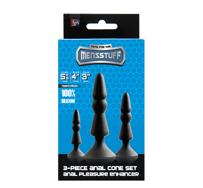 Набір анальних плагів MENZSTUFF 3-PIECE ANAL cone Set BLACK