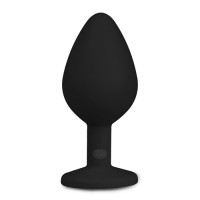 Анальная пробка с кристаллом Easytoys, силиконовая, чёрная, 8.5 х 3.3 см.