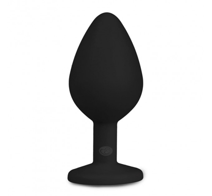 Анальная пробка с кристаллом Easytoys, силиконовая, чёрная, 8.5 х 3.3 см.