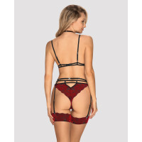 Комплект кружевной с поясом для чулок Obsessive Sugestina 3-pcs set L/XL