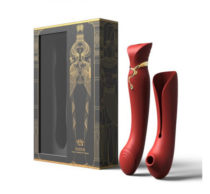 Вибратор с насадкой Zalo Queen Set с волновой стимуляцией, для клитора и точки G, красный