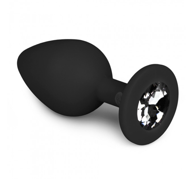 Анальная пробка с кристаллом Easytoys, силиконовая, чёрная, 8.5 х 3.3 см.