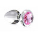 Анальная пробка со стразом Pink Gem Glass Anal Plug With Gem стеклянная, Small