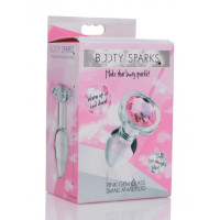 Анальна пробка зі стразом Pink Gem Glass Anal Plug With Gem скляна, Small