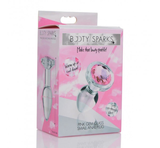 Анальная пробка со стразом Pink Gem Glass Anal Plug With Gem стеклянная, Small
