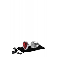 Анальная пробка с камнем A&E RED HEART GEM ANAL PLUG SMALL