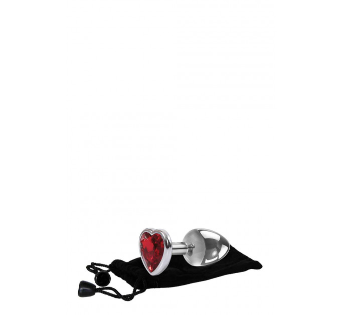 Анальная пробка с камнем A&E RED HEART GEM ANAL PLUG SMALL
