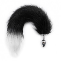 Анальная пробка S лисий хвост DS Fetish Anal plug S faux fur fox tail Black/white polyeste Анальная пробка S лисий хвост DS Fetish Anal plug S faux fur fox tail Black/white polyeste