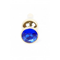 Анальная пробка из нержавеющей стали с камнем Plug-Jewellery Gold BUTT PLUG- Dark Blue