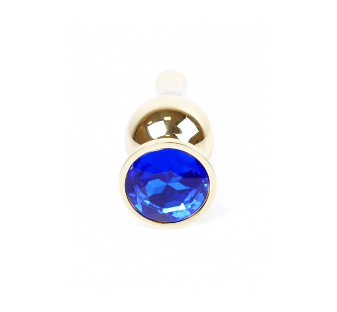 Анальная пробка из нержавеющей стали с камнем Plug-Jewellery Gold BUTT PLUG- Dark Blue