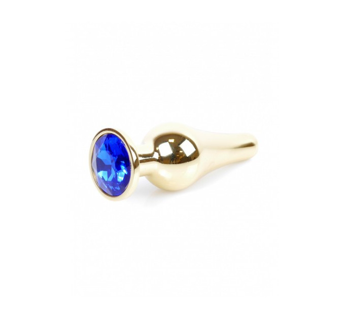 Анальная пробка из нержавеющей стали с камнем Plug-Jewellery Gold BUTT PLUG- Dark Blue