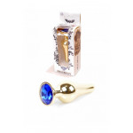 Анальная пробка из нержавеющей стали с камнем Plug-Jewellery Gold BUTT PLUG- Dark Blue