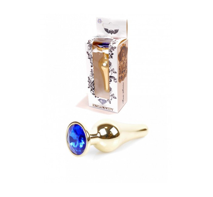 Анальная пробка из нержавеющей стали с камнем Plug-Jewellery Gold BUTT PLUG- Dark Blue