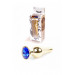 Анальная пробка из нержавеющей стали с камнем Plug-Jewellery Gold BUTT PLUG- Dark Blue