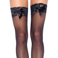 Чулки с кружевом и бантом Leg Avenue One Size Bunny Sheer Thigh High, черные