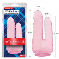 Фалоімітатор подвійний Chisa Hi-Rubber 7.9 на присосці, рожевий