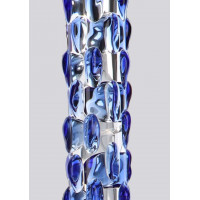 Скляний фалоімітатор з рельєфом Diamond Dazzler прозорий з блакитним, 18 см х 3.5 см