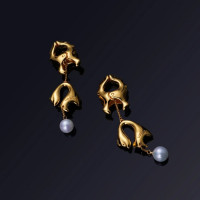 Фігурні затискачі на соски із перлинами UPKO Moist Eyes Pearl золотисті