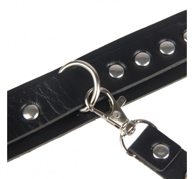 Гартери з наручниками Star Night Sexy Bondage з екошкіри, чорні, One Size