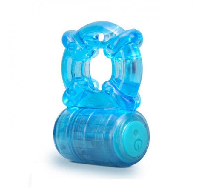 Кольцо эрекционное с вибрацией Stay Hard, синее, 3.8 см