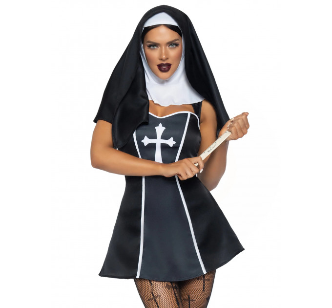 Костюм черниці Leg Avenue, XS, Naughty Nun 2 предмети, чорний