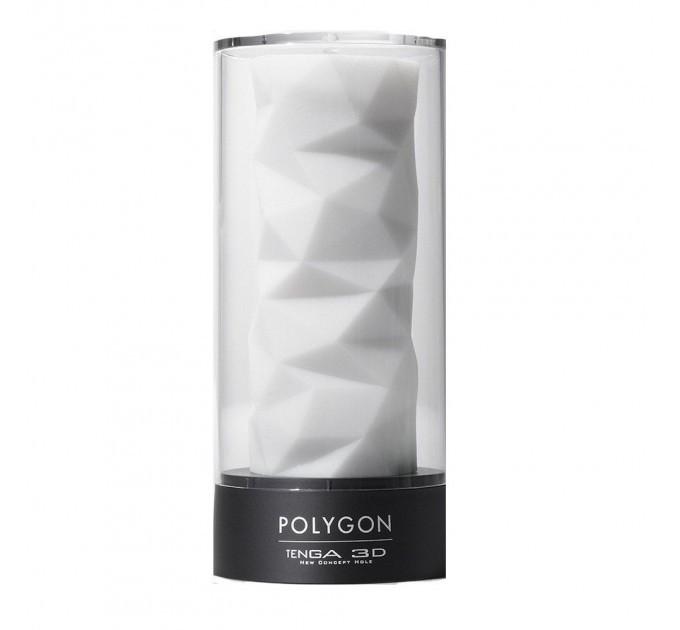 Мастурбатор хай-тек рельефный Polygon 3D Tenga, белый, 15 х 7 см