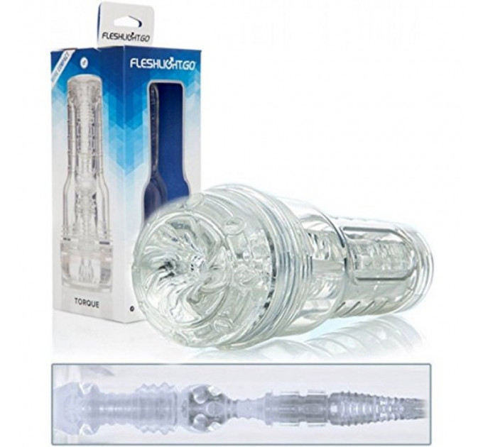 Мастурбатор в колбе с внутренним рельефом Fleshlight GO Torque Ice, прозрачный