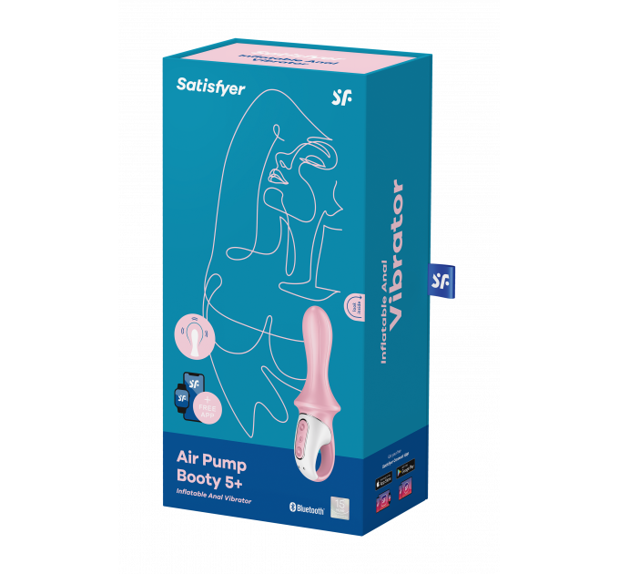 Надувной анальный смарт вибратор SATISFYER AIR PUMP BOOTY 5 CONNECT APP RED