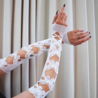 Рукавички білі з метеликами Leg Avenue