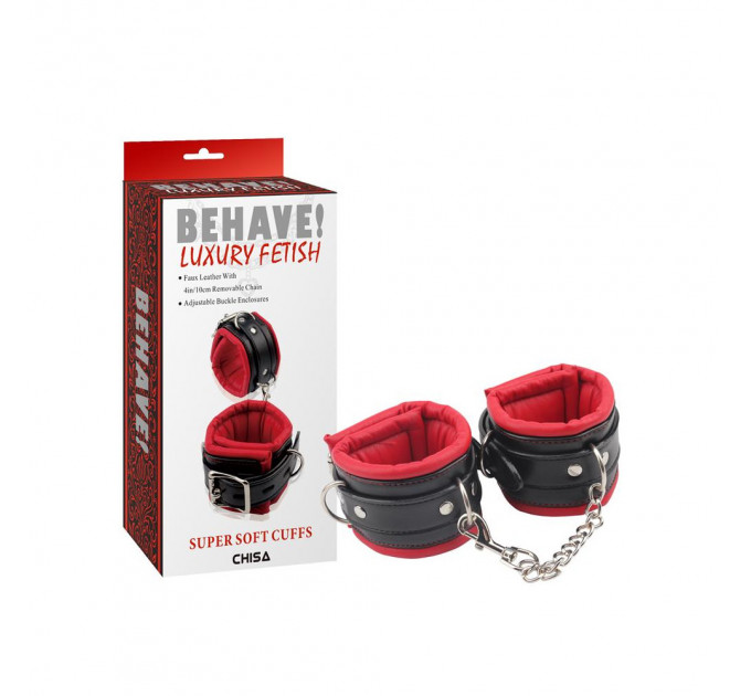 Поножи Chisa Behave! Super Soft с красной отделкой и металлической фурнитурой. черные